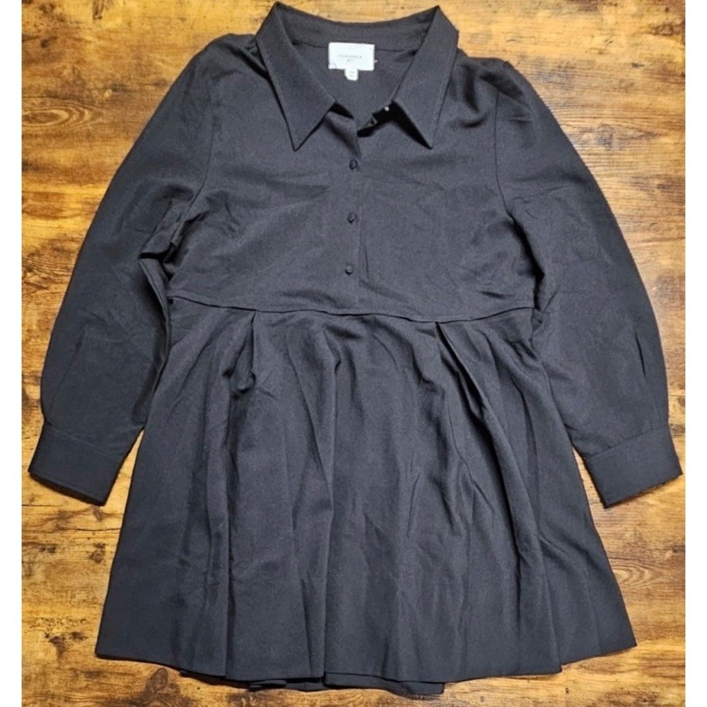 Pomander Place Black Annalise Long Sleeve Pleated Mini‎ Dress Size 3XL